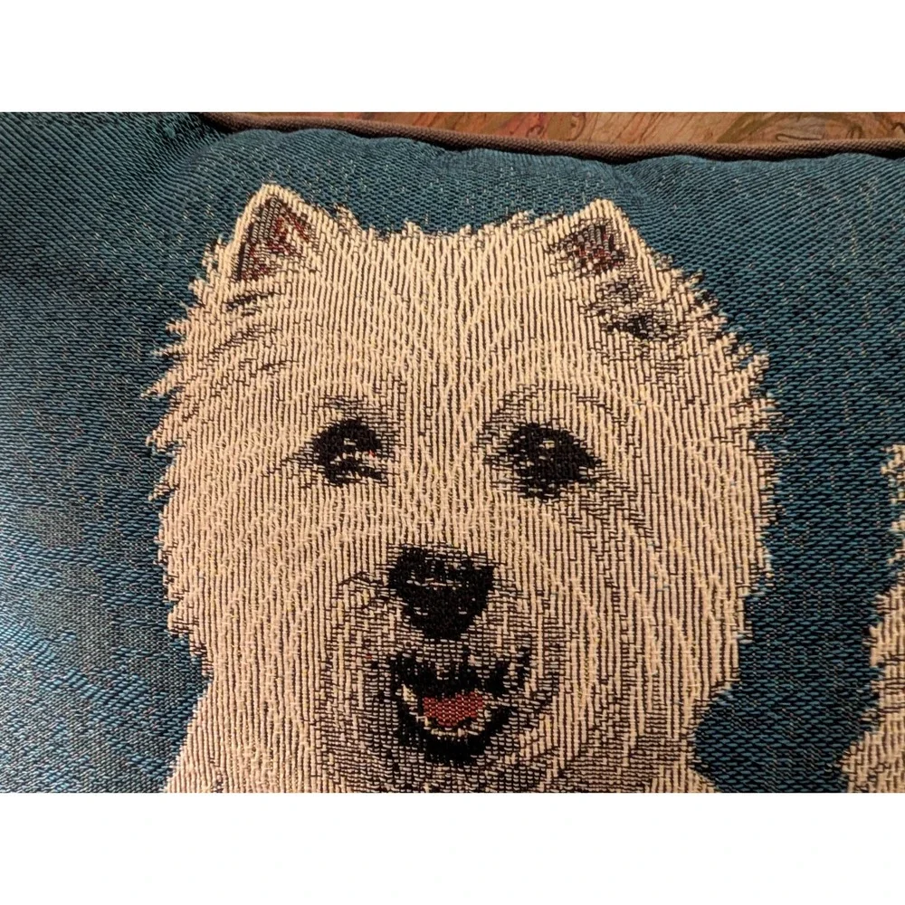 Linda Picken Westie Dog Woven Tapestry Decorative Throw Pillow‎ Blue 10x15